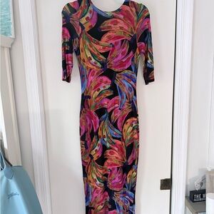 FARM Rio Banana Multicolor Tropical Midi Dress